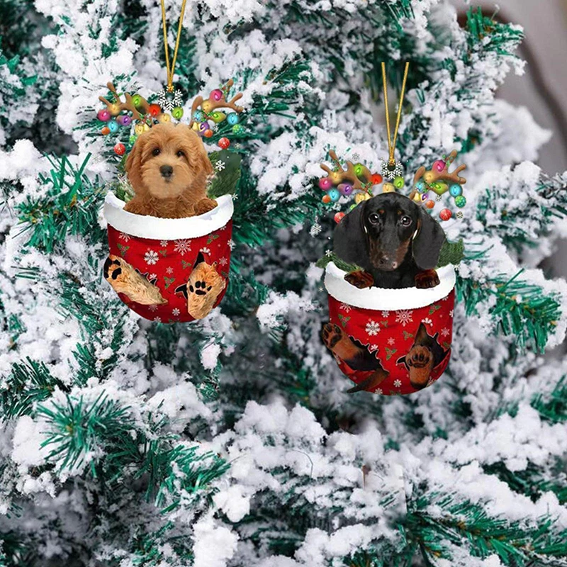 2023 High Quality Christmas Acrylic Pendants Christmas Tree Dog Pendants Hanging Ornaments Decorations
