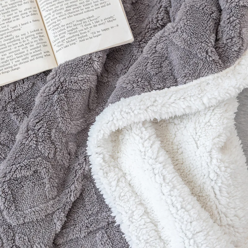 Factory Direct 3D CustomSherpa Jacquard Blanket White Sherpa Edge Blanket Wave Pattern Banket Fast Shipping Low Moq