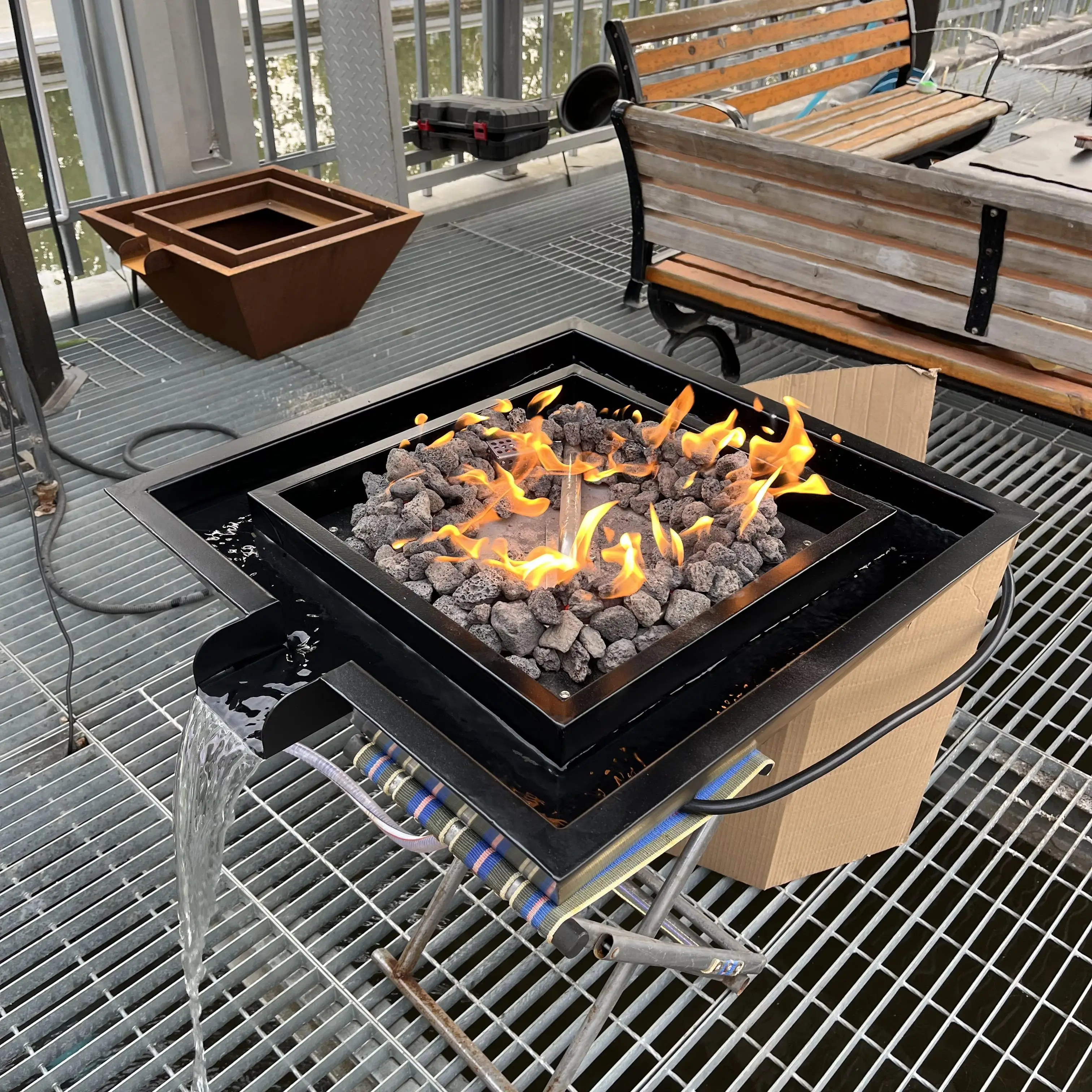 outdoor  Remote control and water outlet black  Fire Pits
