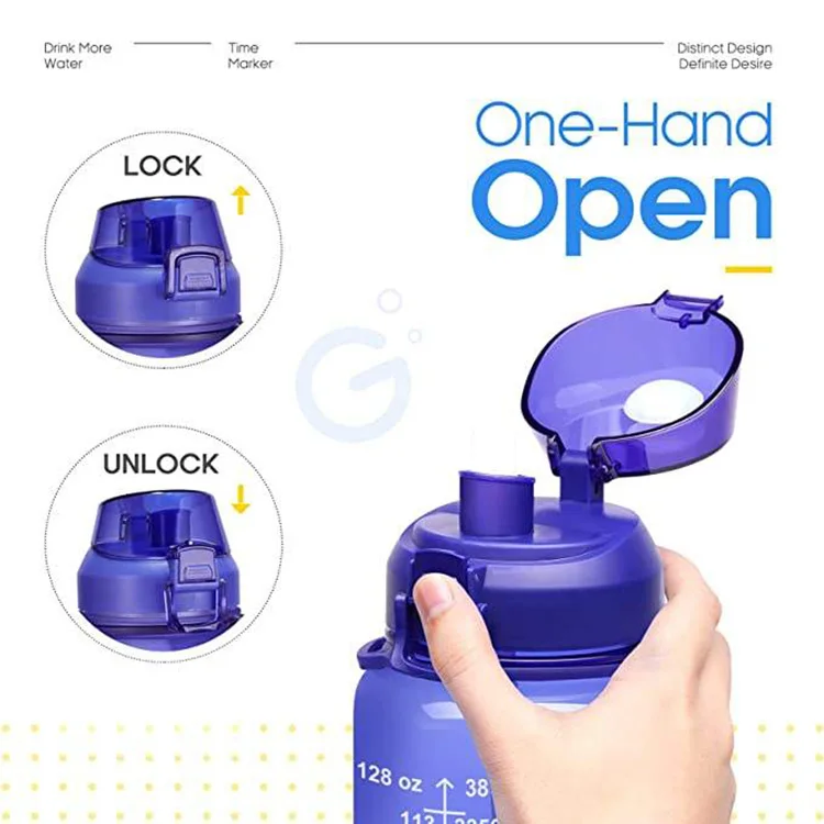 Botella Motivacional 3 En 1 Free Sports Big 2.2L Half Gallon Water Gym Big Bottle Water With Time Stamps Bottles