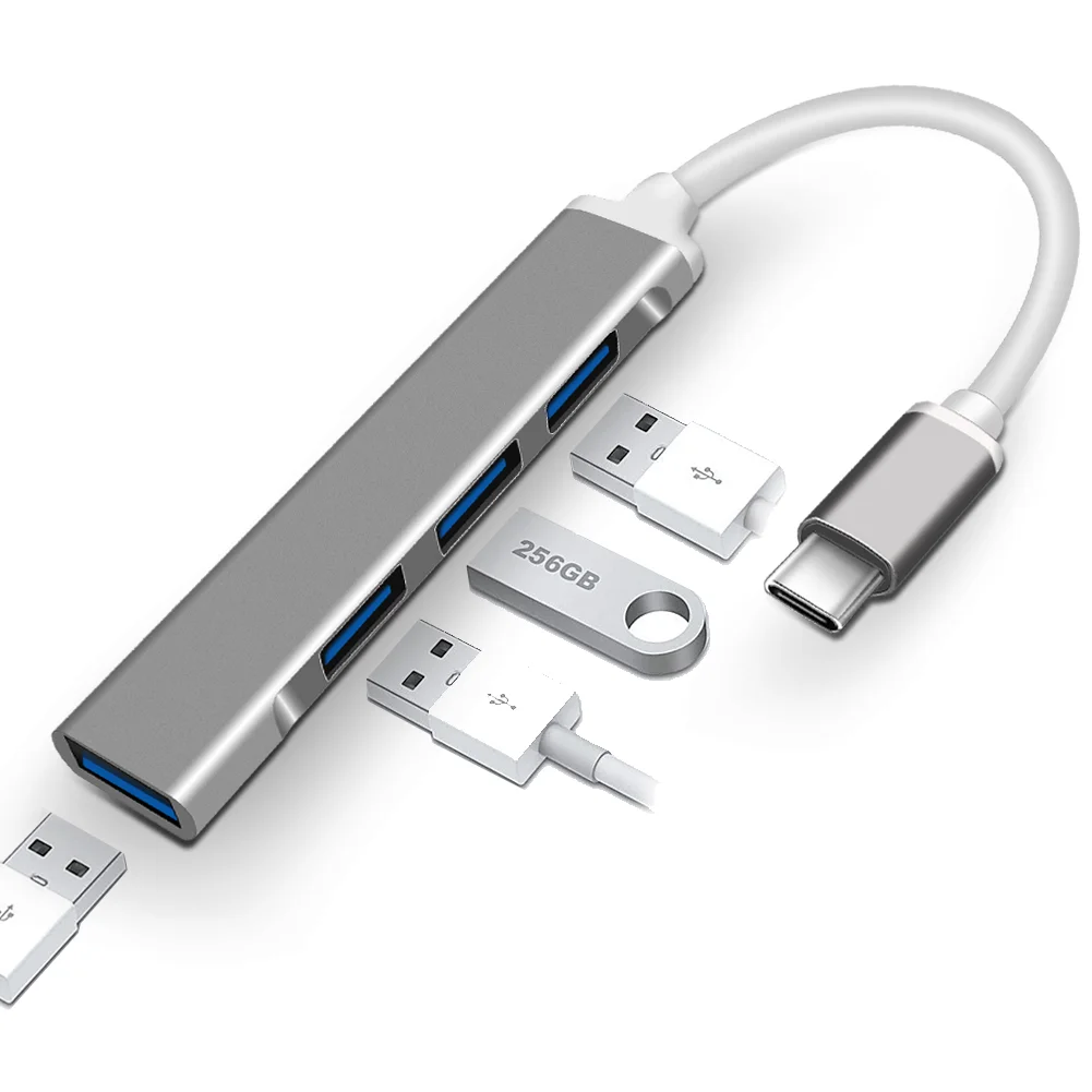 2021 в наличии 4 порта USB Hub 4 в 1 USB C 3,0 док-станция для ноутбука 2,0 для ПК клавиатура мышь компьютерные аксессуары