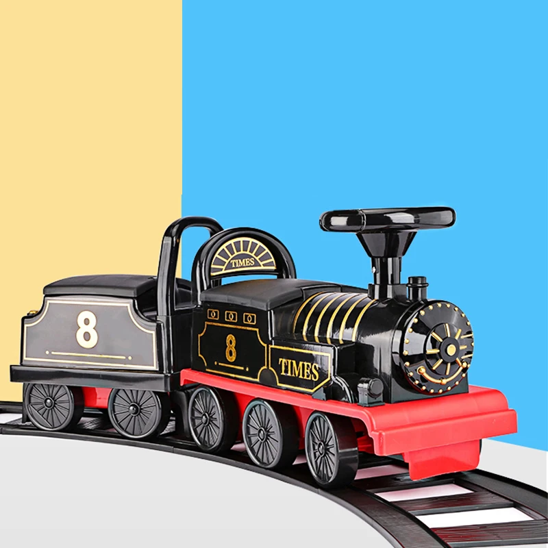 Электрический музыкальный Легкий трек поезд сидеть играть игрушки Электрический поезд на машине