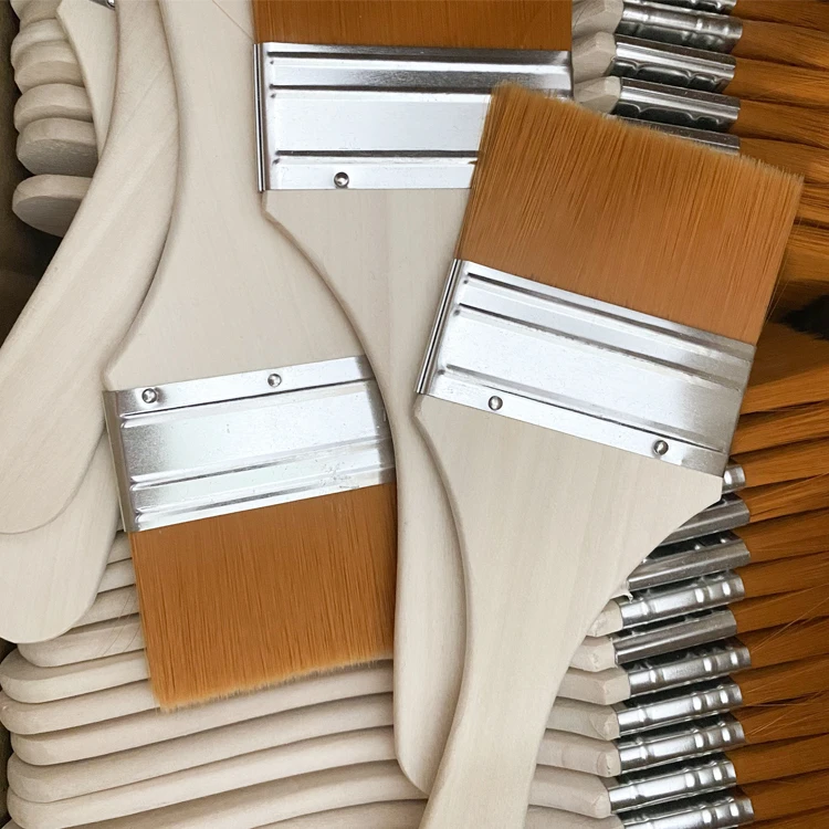 Professional nylon chip brush set large flat brush for wall canvas paint 3 inch chip brush