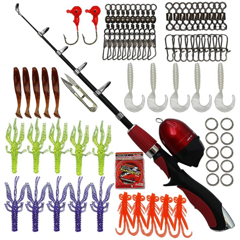 cheap ultralight solid fiberglass fishing rod with reel complete combo set for children