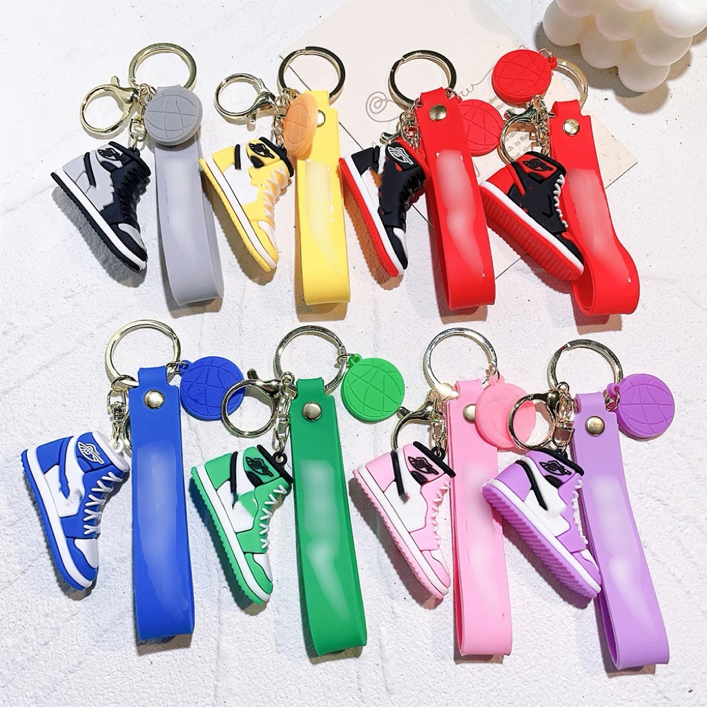 3D Cartoon rubber  basketball Sneaker shoe keychain cute custom silicon Anime keychain Kawaii car Bag pendant Keyring Key chain