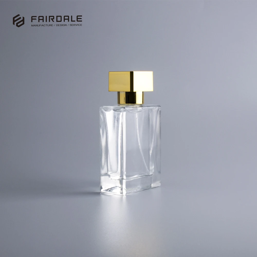 High Quality Cosmetic Packaging Gold Cap Spray Bottles Perfume Bottle 50ml
