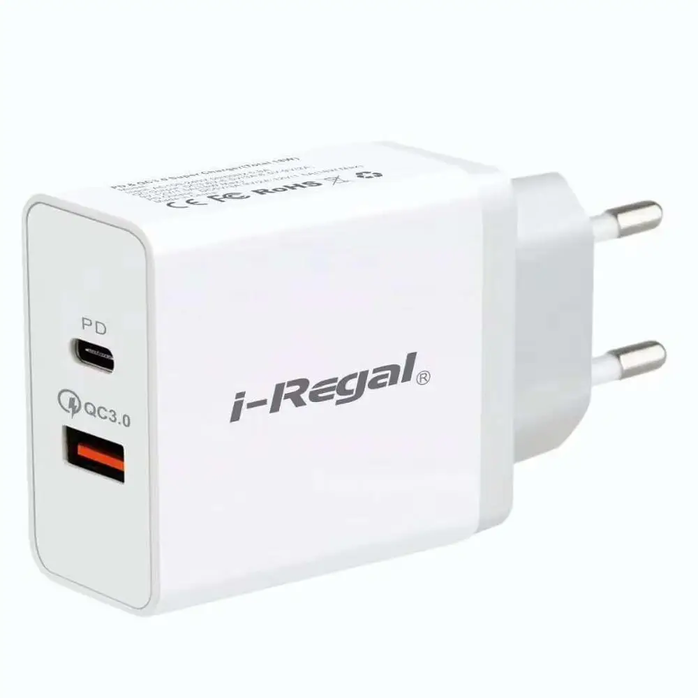 18W Type-C Travel Adapter Dual USB PD qc 3.0 Supper Quick Charger