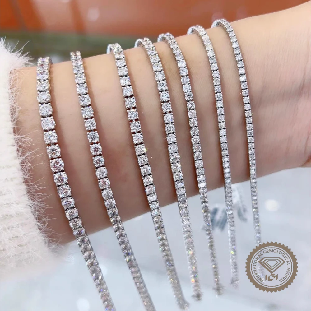 IGI  CVD Lab Grown diamond Pure Solid 18K VVS1 lab grown diamond GIA Certified Lab Grown Diamond Tennis Bracelet
