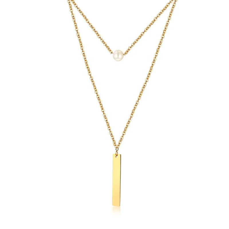 AD Jewelry Stainless Steel Layering Choke Heart Necklace with 18 K Gold Plated Moon Star Disc Pearl Pendant for Women Factory