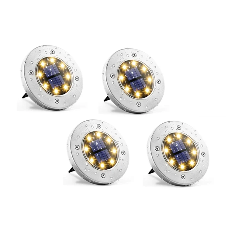 8 Led Landscape Lawn Waterproof Disk Down Lamp Outdoor Solar Light Underground Light