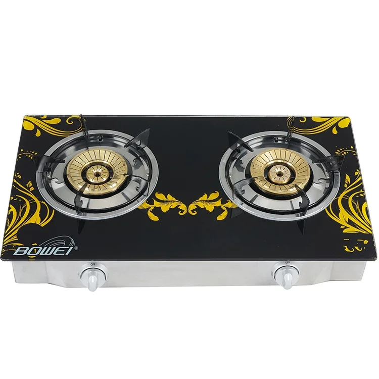 Normal design household good fire 2 burner cooktop high quality tempered glass table top gas stove