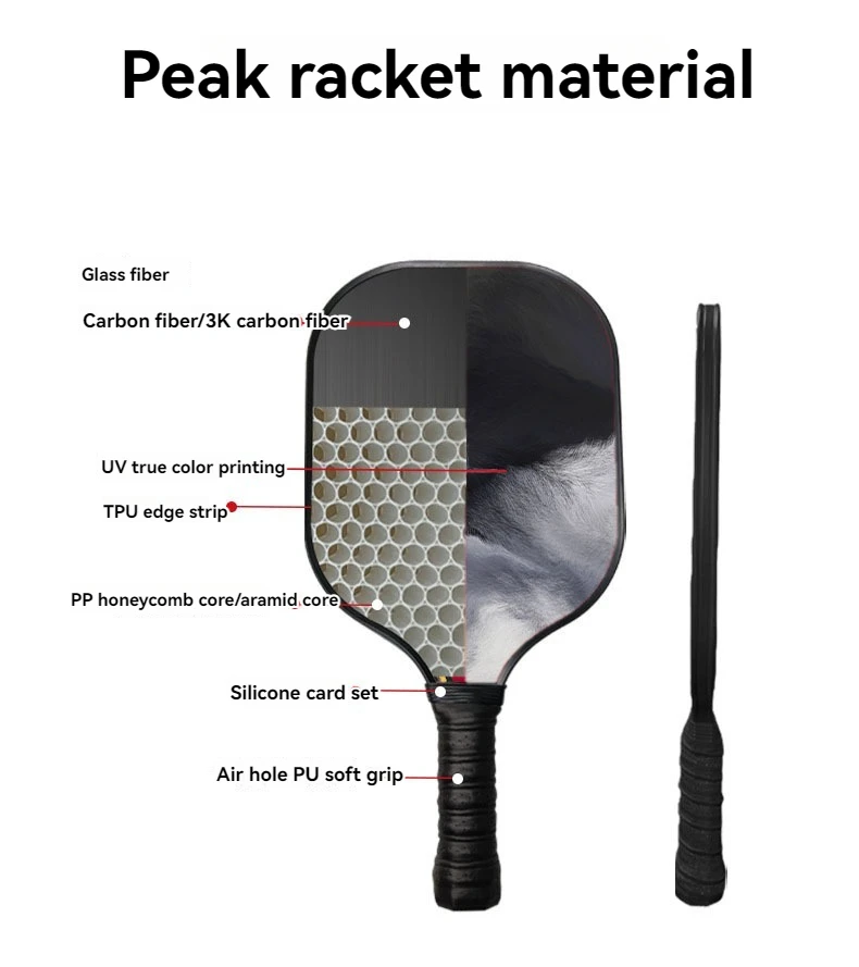 Customized pick racket graphite and glass fiber composite face and aramid honeycomb core, EdgeSentry protective pick racket