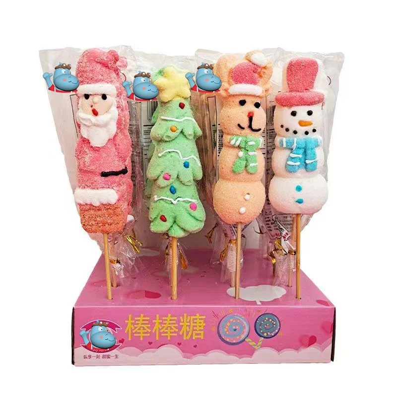 Soft Waxy Sweet Christmas Big Marshmallow Lollipop Cute Cartoon Kids love