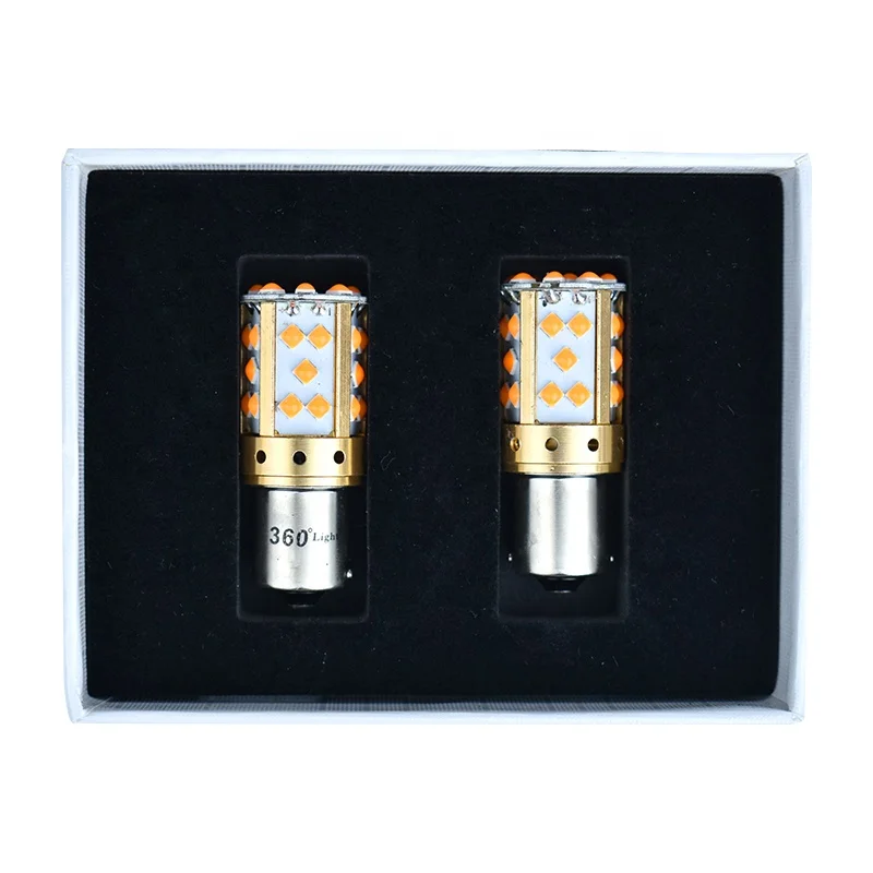 360Light CANBUS 1156/1157 35SMD 3030 Optical Lens Auto LED Turn Signal Light DC12-24V Led Brake Light Bulb White Yellow