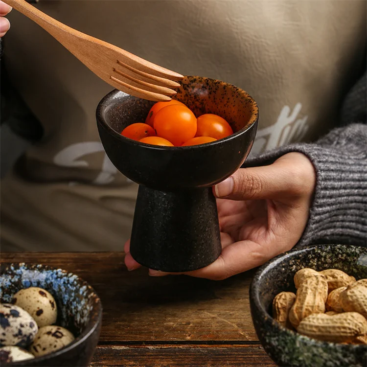 Harmony High Feet Ceramic Ice Cream Bowl Pudding Bowl Thick Soup Bowls Restaurant Specialty Tableware