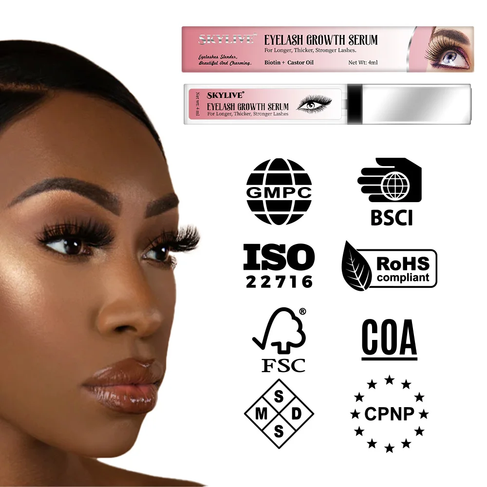 Oem Wholesale Organic Natural Lashes Castor Oil Fluid Serum Eye Lash Serum Eyelash Brow Growth Treatments Vegan Oil Free