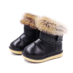 Cold-Proof Keep Warm Kids Snow Long Boots Outdoor Fun Play Cotton Flannel Children Leather Winter Boots