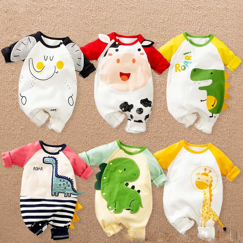Baby jumpsuit spring and autumn cotton baby cartoon crawling clothes newborn clothes baby body