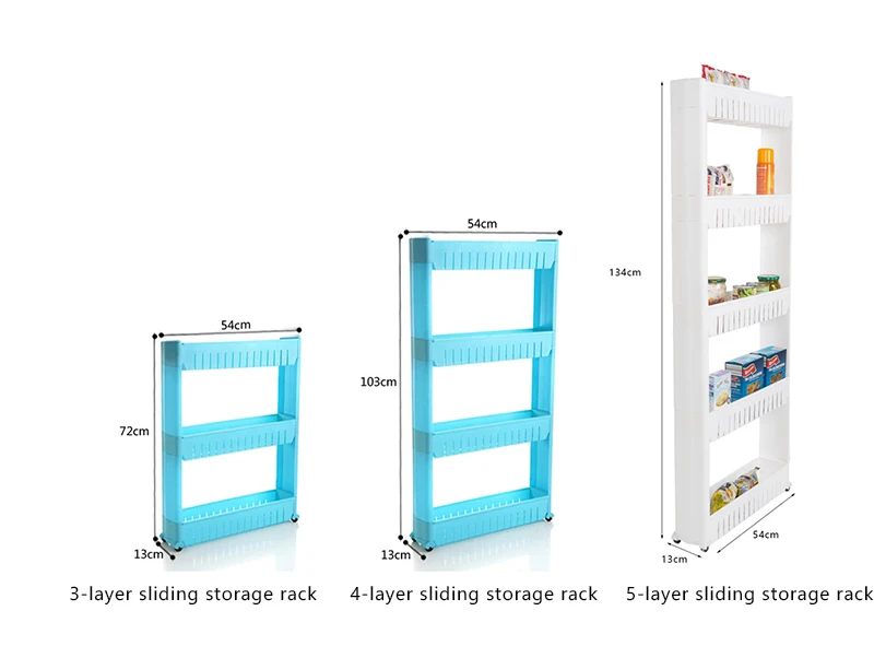 4 levels Slim Slide Out kitchen storage shelf hot sale kitchen plastic storage rack 4 tier storage rolling cart
