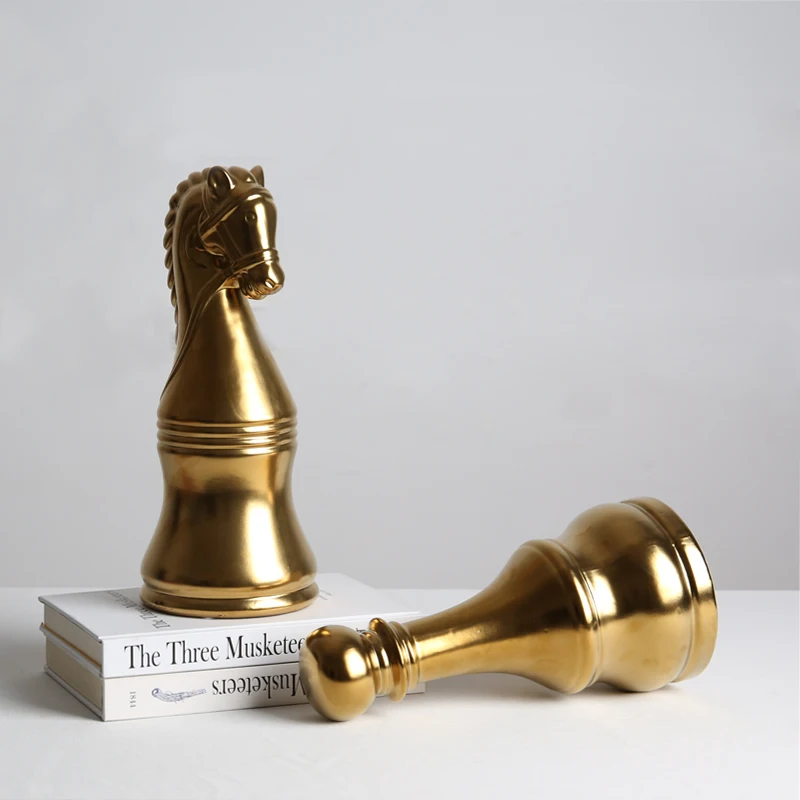 Factory Supply Various Desktop Decor Chess Sculpture Ceramic Nordic Decoration Home Gold