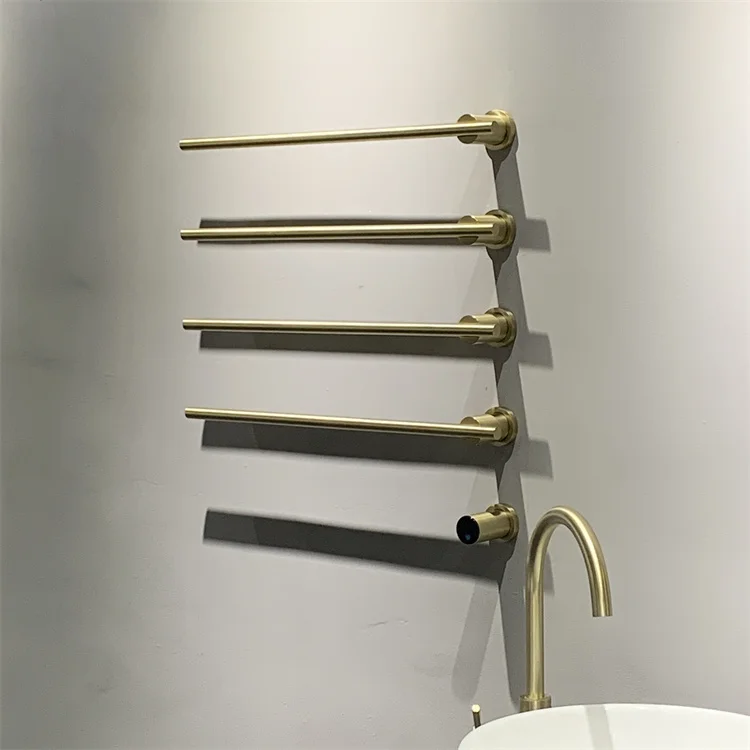 luxury towel warmer thermostatic 4 rails smart electric heating towel rack gold heated towel rail