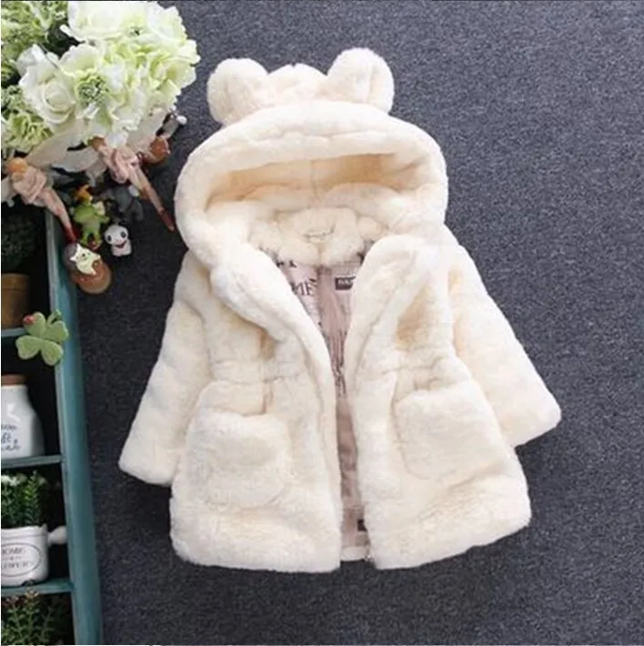 2025 new Fashion Girl Fall Winter Color Children fur coat thickened rabbit Kids Rabbit Ear Warm Clothing