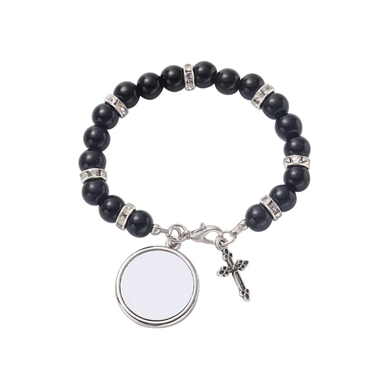 DIY Custom Cheap Factory Rosaries Religious Catholic Bracelet Rosary Bead Bracelet sublimation blank rosary bracelet