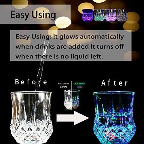 LED Cups Flashing Light up Automatic Water Activated Color Changing Wine Whisky Beer Juice Drinkware Mugs Shot Glass