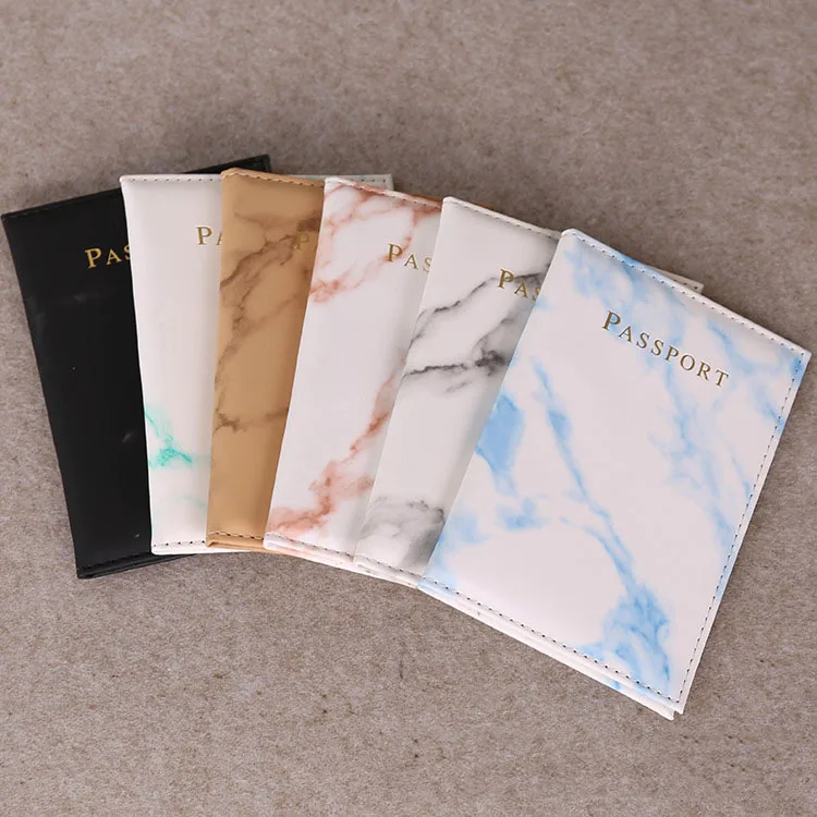 Wholesale PU Leather Passport Holder Marble design passport organizer Travel Wallet Customized Logo Passport