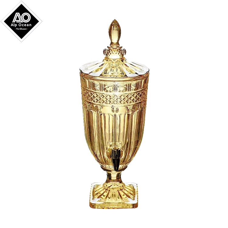 Лидер продаж, стеклянный дозатор объемом 3 л с золотым покрытием, стеклянный диспенсер для напитков для домашней вечеринки, бара, отеля и ресторана