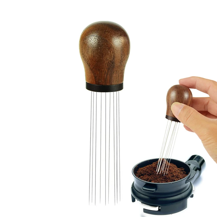 Rosewood Handle Needle Type Distributor Professional EWDT coffee distribution tool