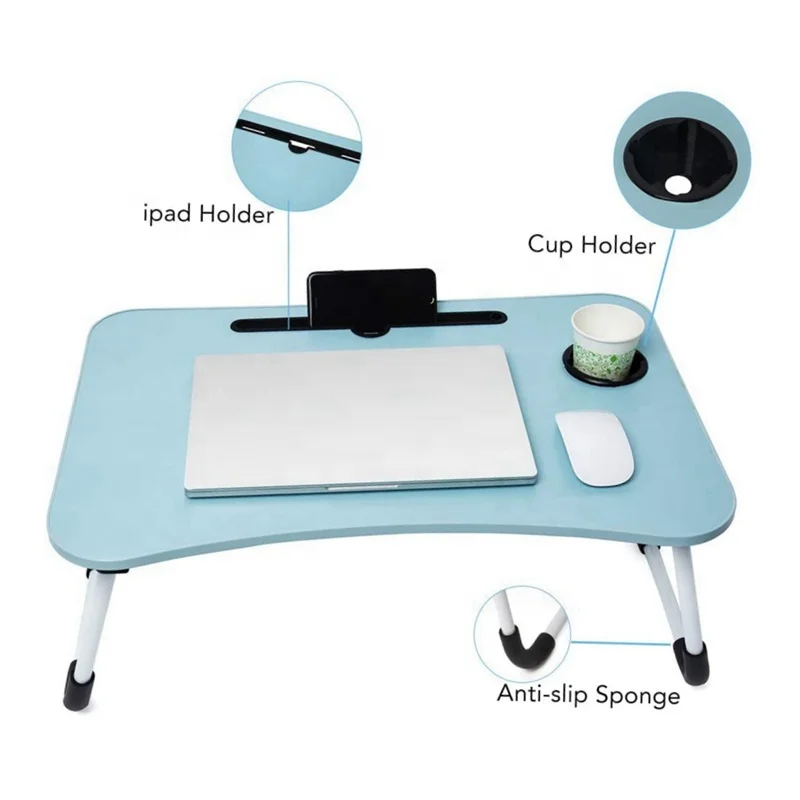 Горячая Распродажа, Учебный и обучающий мини-стол для ноутбука с синими деревянными и металлическими ножками для кровати