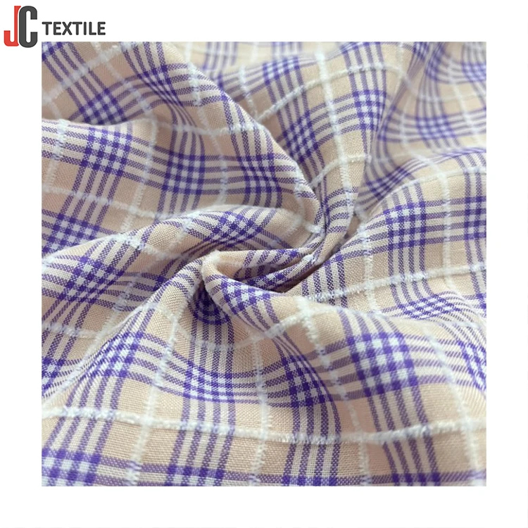 Shaoxing Factory 55%Poly 45%Rayon Rts Chenille Vogue Plaid Yarn-Dyed Checked Fabrics For Dress Skirts