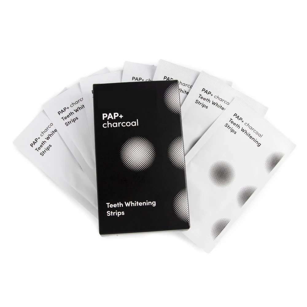 Private Label Dental Charcoal PAP+ Non Peroxide Teeth Whitening Strips With 7 PAIRS/14 pcs