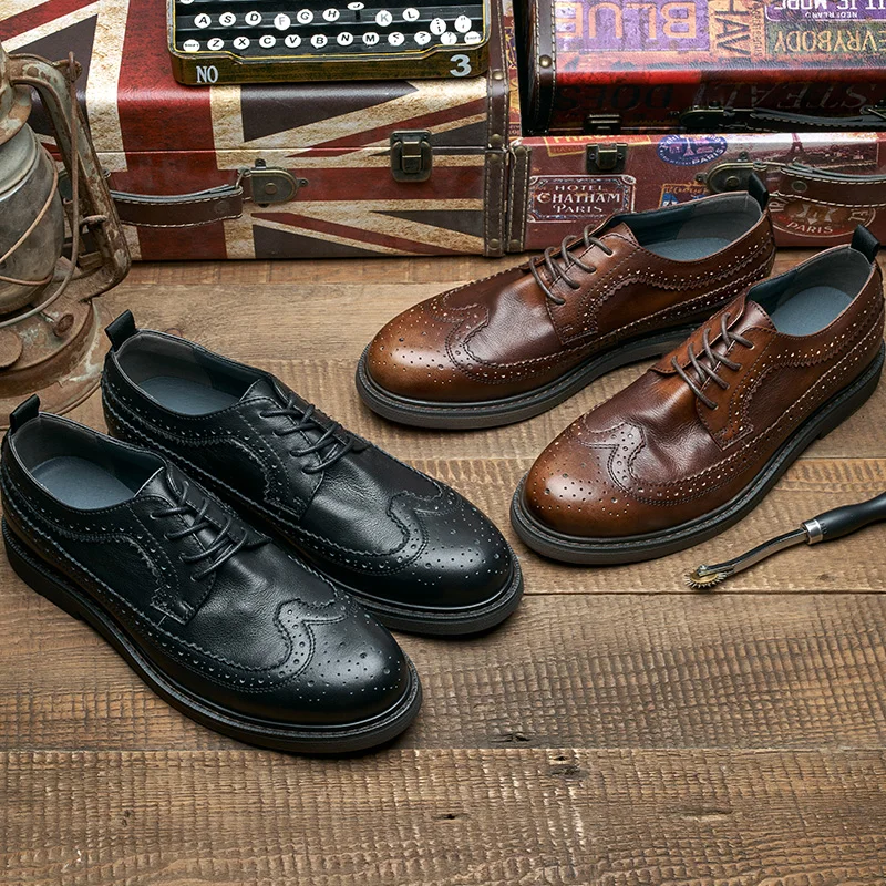 Italian Bullock style mens official leather shoes Handmade tresemme botanique high quality clerks man cowboy shoes