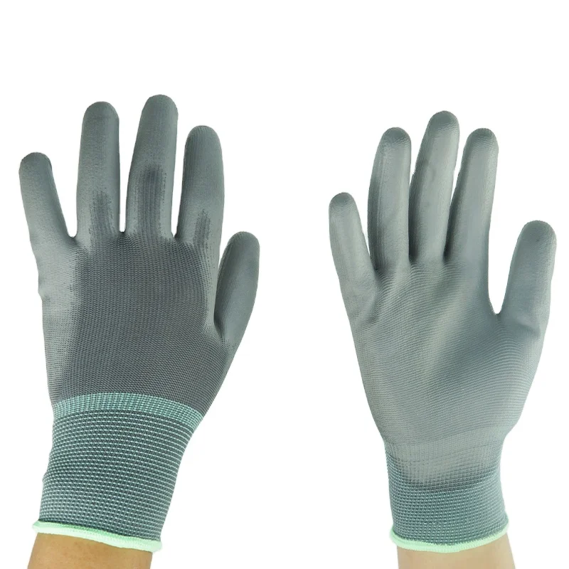 Pu coated glove working glove hand gloves for electronics factory