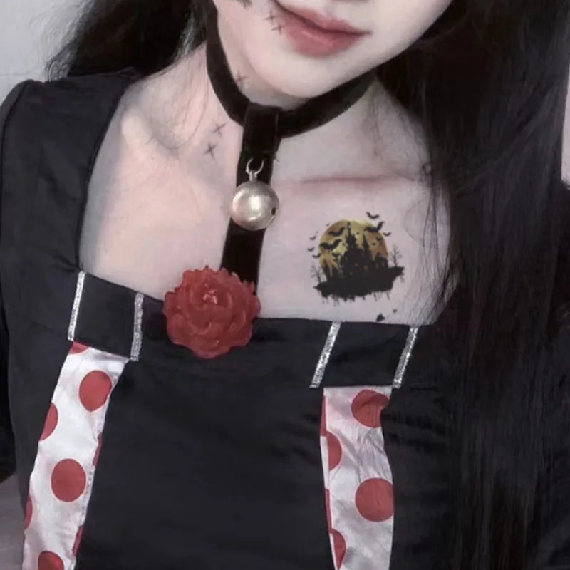 CC Disposable Temporary Halloween Party Waterproof Blood Skull Pumpkin Witch Spider Bat Colorful Cute Men Women Tattoo Sticker