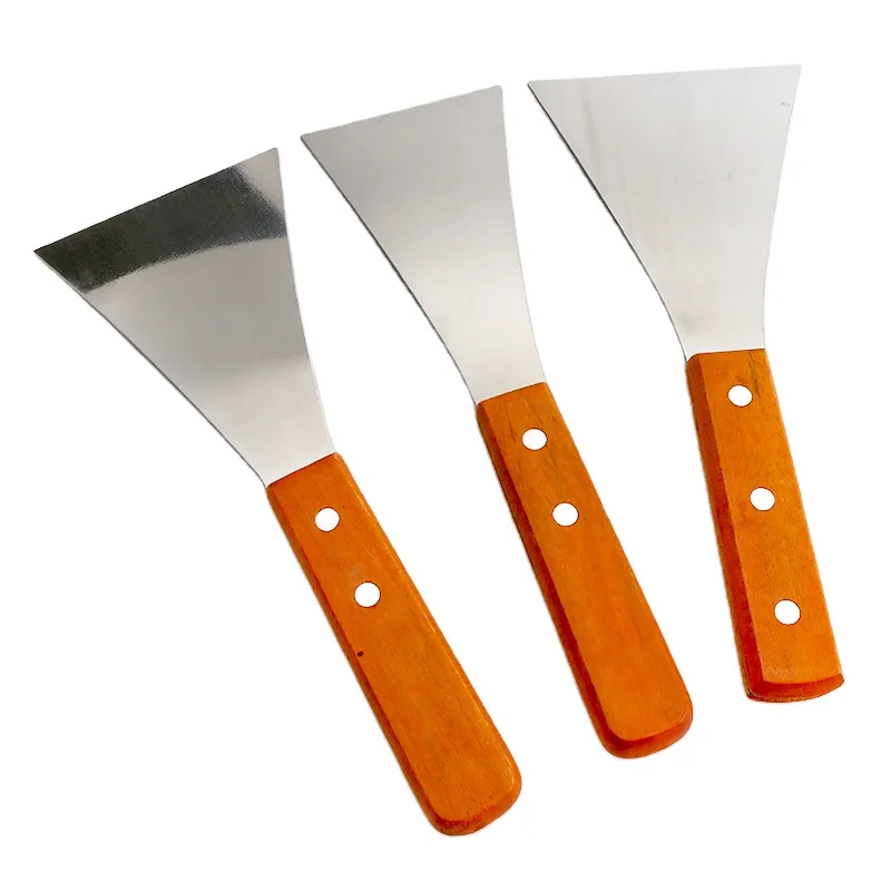 Металлический токарь из нержавеющей стали твердая варочная перфорированная лопатка для приготовления гамбургеров с деревянной ручкой стейка барбекю