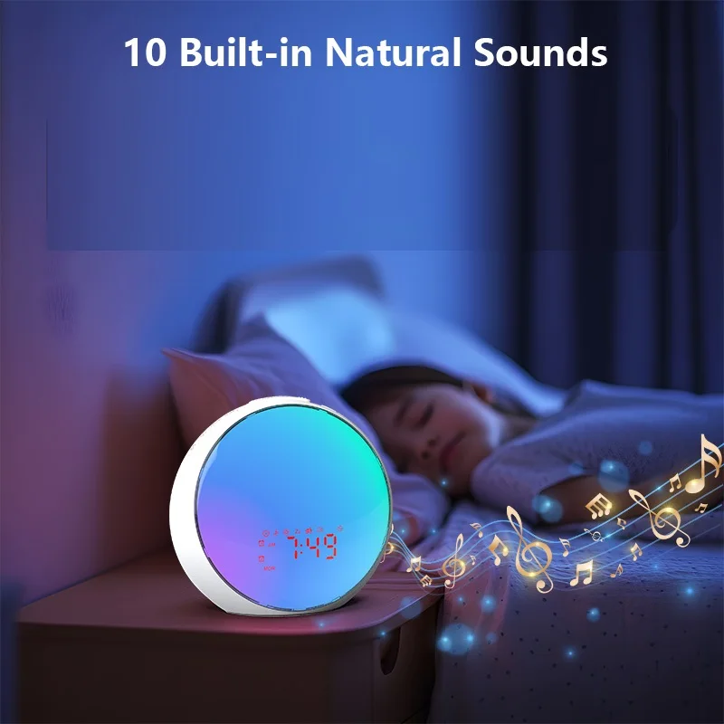 Bedroom Digital Dimmable Alarm Sunris Clock Sunrise Simulation Wake Up Light Alarm Clock