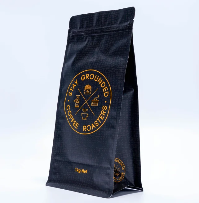 Custom Printed Flat Bottom Resealable Ziplock Top Coffee Bags With Valve Wholesale Packaging Bag