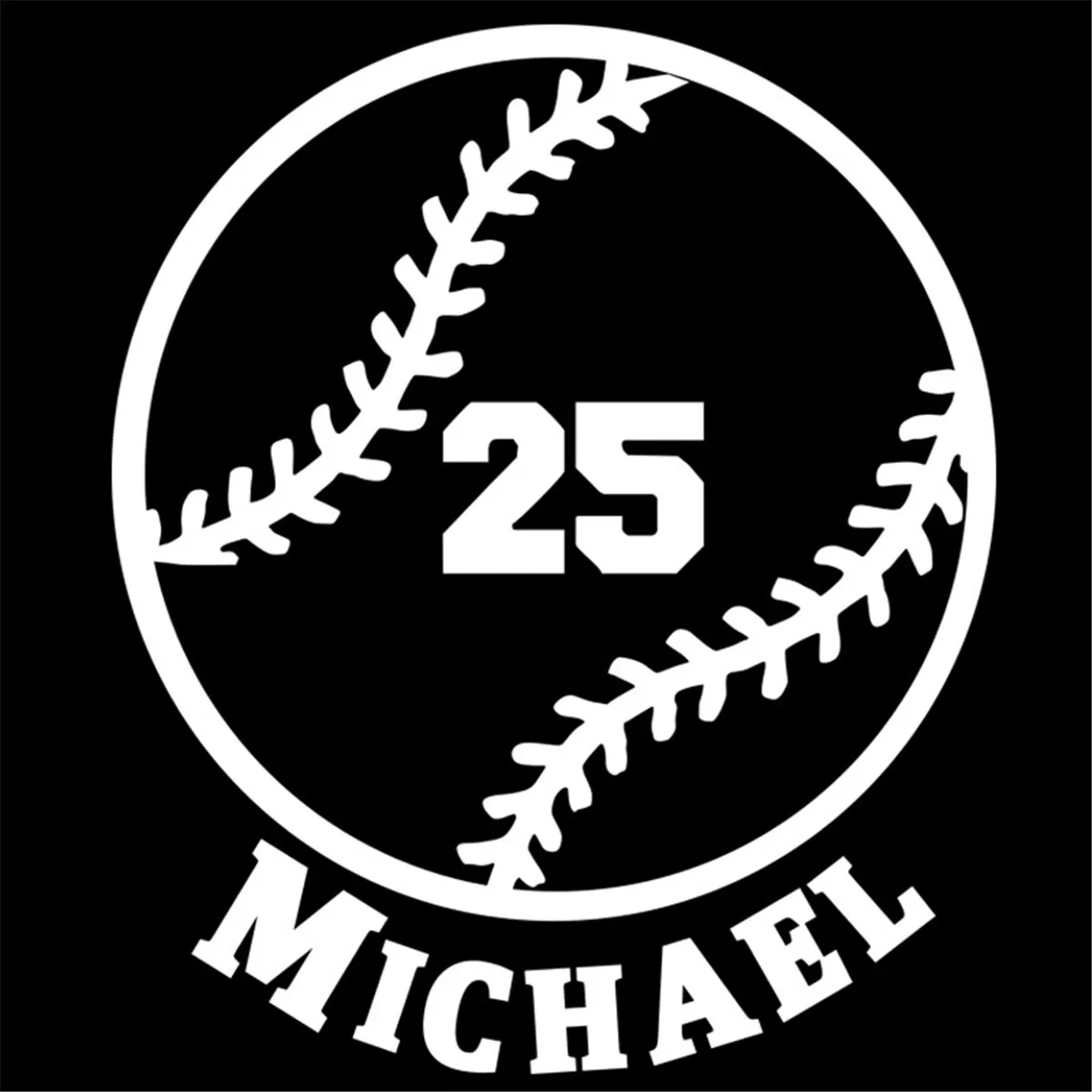 Baseball Number 25 MICHAEL Car Laser Sticker Vinyl Decal Car Truck Bumper Window Laptop Sticker Decor Gift Die Cut Decals Glass