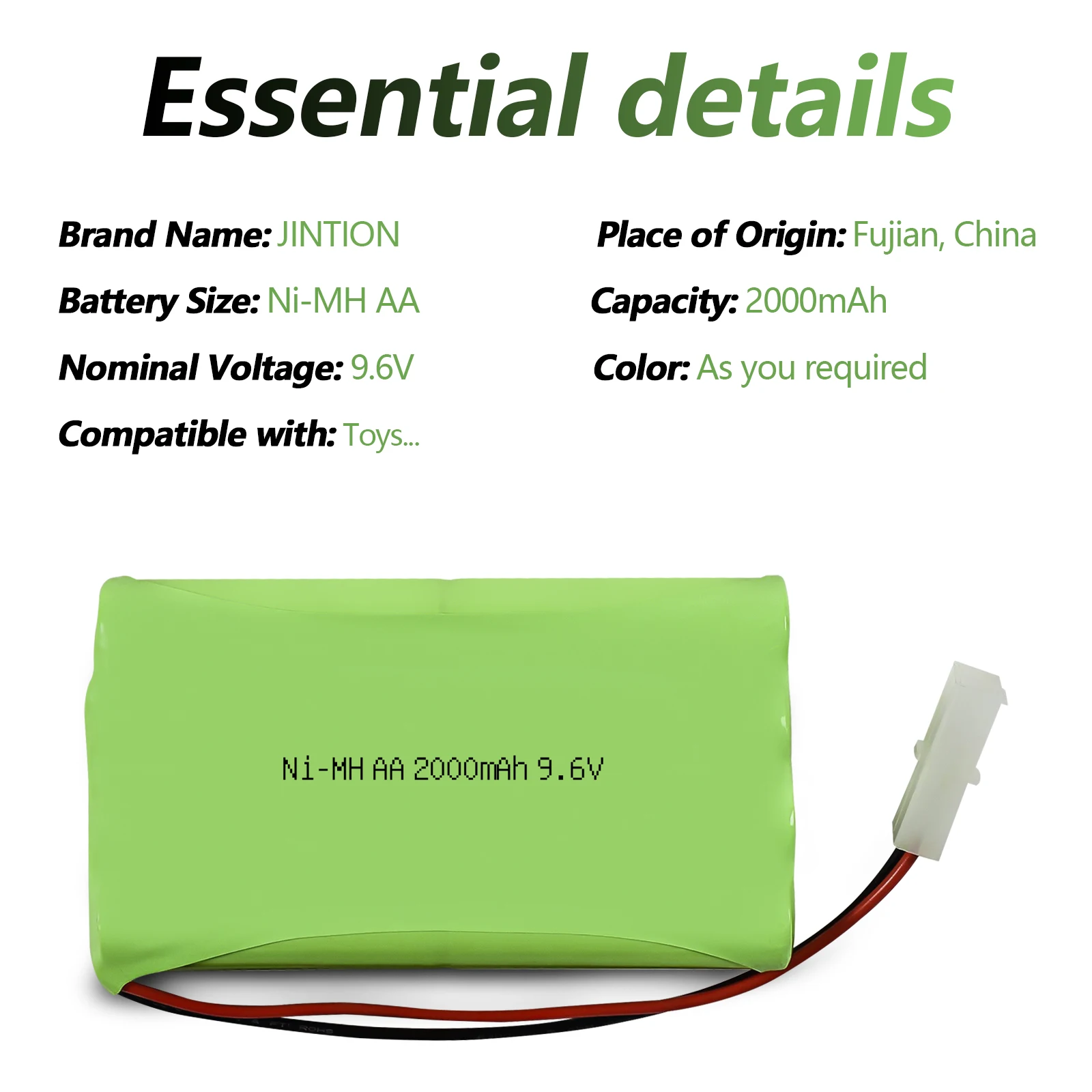 JINTION AA 2000mAh 9.6V Flat Top Ni-MH Rechargeable Battery or OTC 239180 Genisys and EVO Scanner Diagnostic Tool