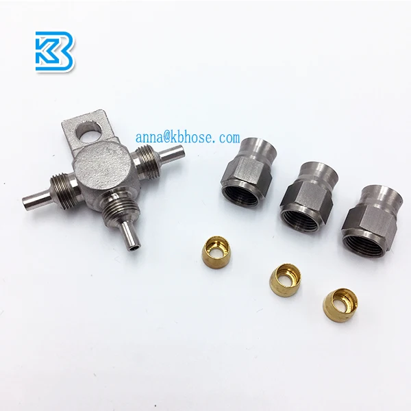 an3 3an an-3 stainless steel splits tee block female ptfe brake line hose end swivel fitting joint with mount tab