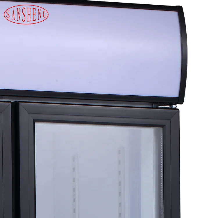 Custom New Design Refrigeration Equipment Double Door Upright Refrigerator Cooler Display