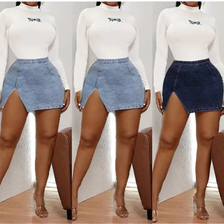 
American new style jeans miniskirt split hip skirt 