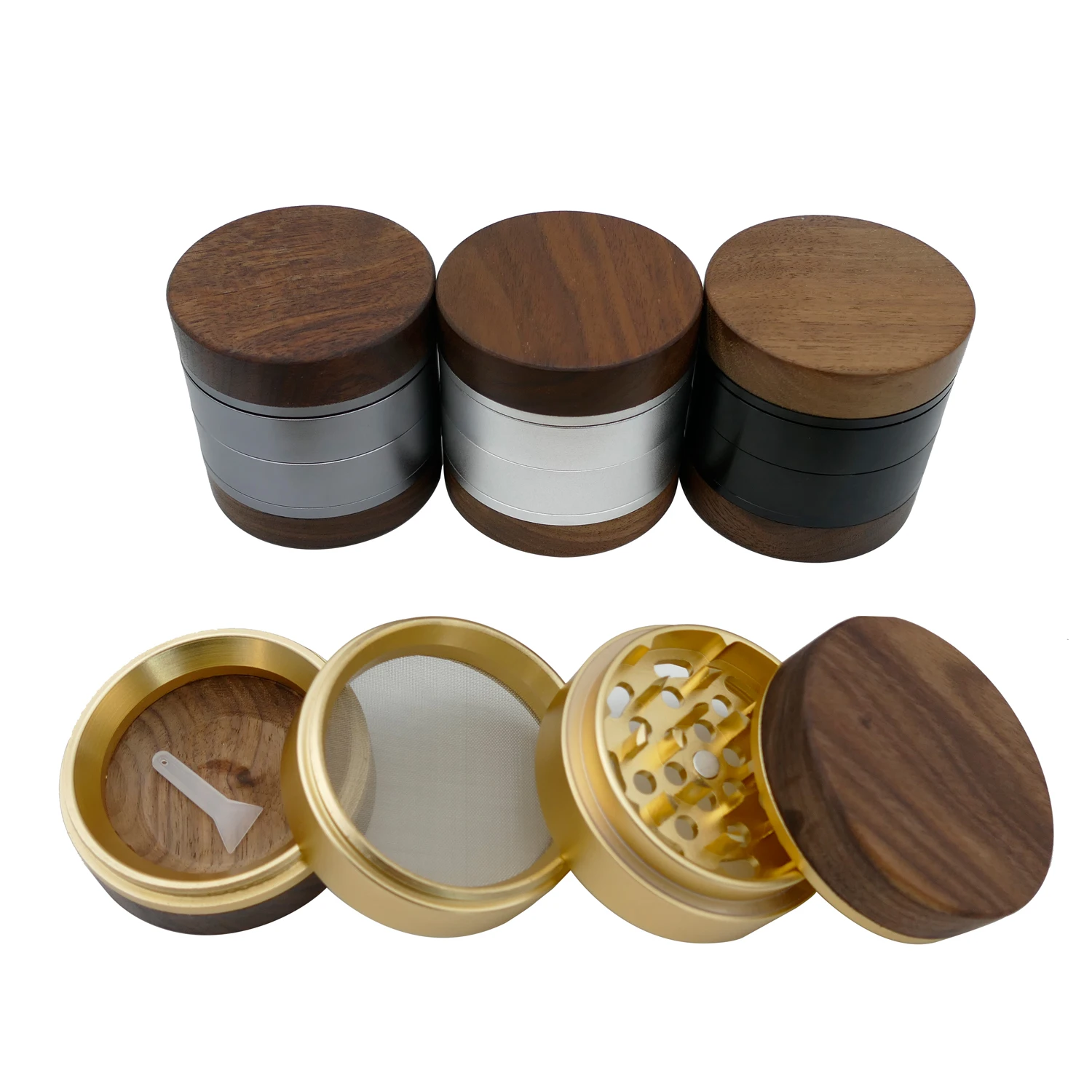JC7026 Walnut Wooden Herb Grinder High-quality Smoking Accessories Grinder Aluminum Tobacco Grinder For Leisure Places