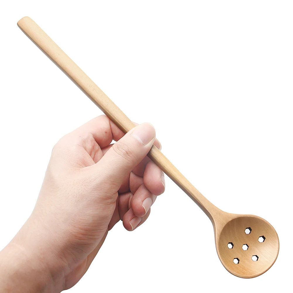 Custom Wooden Bar Spoon for Honey and Cocktail Long Handle Slot Spoon for Fruit Can
