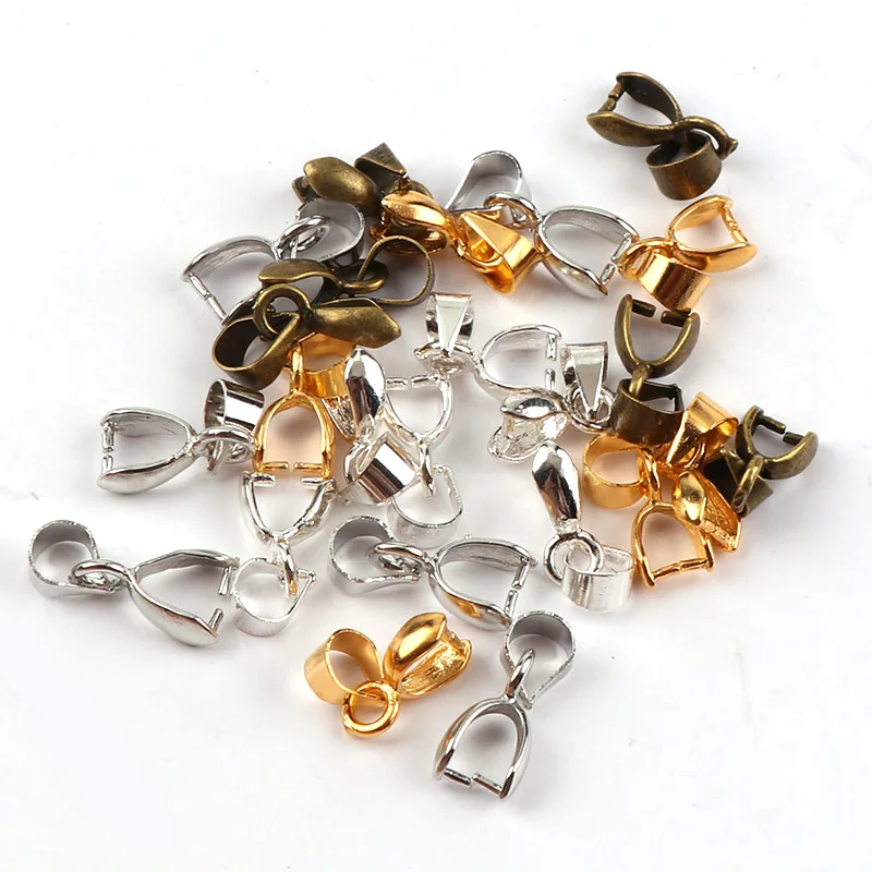 7mm Metal Clasps Pinch Clips Bails Charm Connectors Melon Seeds Pendant DIY Necklace Bracelet Connectors Jewelry Findings