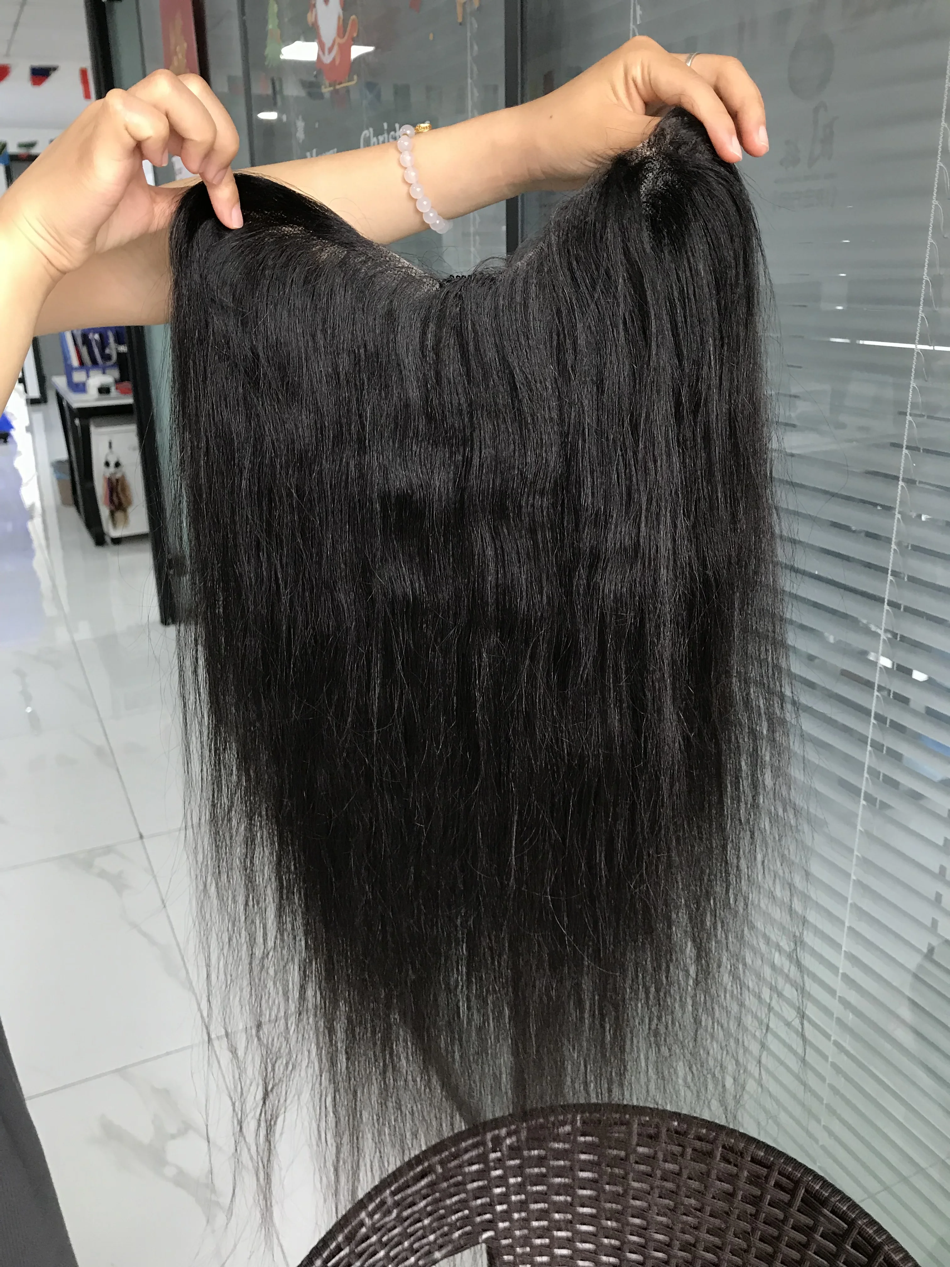 One Piece Real Human Hair Extensions Clip Ins European,v/u Shape Hair Topper Lace Stick Russian Hair Silky Bone Straight 11A