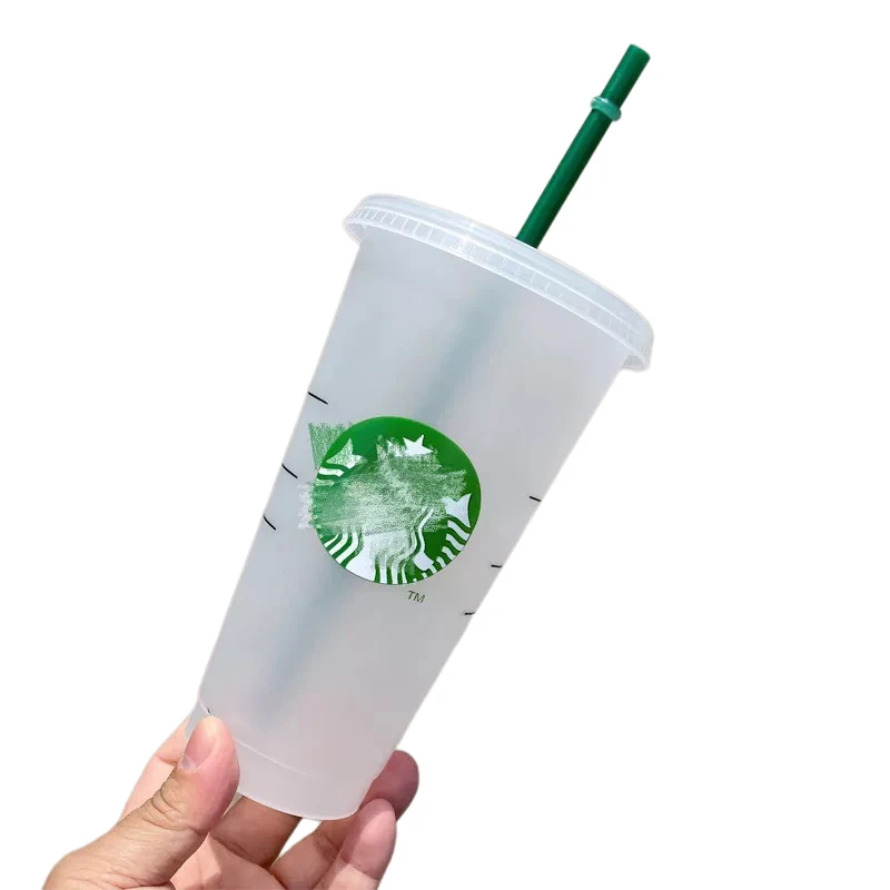 Новинка 2022, оптовая продажа, кружка-стакан из нержавеющей стали с логотипом завода на заказ, Термокружка Из ПП-пластика, прозрачная кружка-стакан с соломинкой